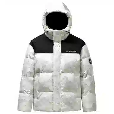 鸭鸭 户外系列 时尚韩版潮流短款连帽冬季外套防寒保暖休闲迷彩羽绒服 女款