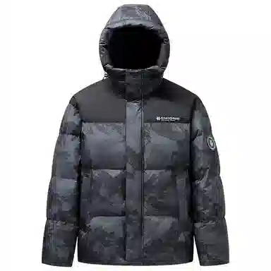 鸭鸭 户外系列 时尚韩版潮流短款连帽冬季外套防寒保暖休闲迷彩羽绒服 女款