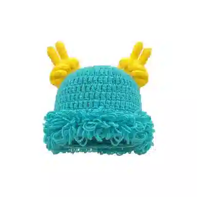 恩僾德 可爱搞怪比耶针织套头帽女秋冬秋冬季高颜值小众百搭出游保暖护耳显脸小时尚针织 聚酯纤维 绒线帽 男女同款情侣款