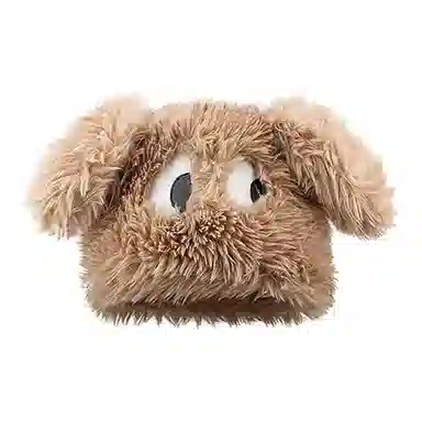 恩僾德 可爱搞怪小狗帽子女秋冬季毛绒帽大眼睛小众百搭可爱护耳加厚高颜值学生显脸小帽子潮 聚酯纤维 绒线帽 男女同款情侣款