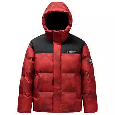 鸭鸭 户外系列 时尚韩版潮流短款连帽冬季外套防寒保暖休闲迷彩羽绒服 女款