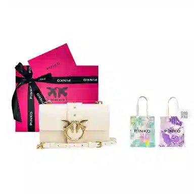 PINKO Love One Classic Logo Swallow Studded Bag White