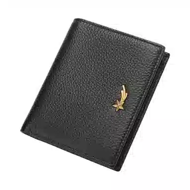 稻草人 竖款简约时尚韩版甜美 牛皮革 钱夹钱包 常规 女款 黑色/米白