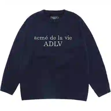 acme de la vie ADLV Basic Letter Jacquard Crewneck Sweater
