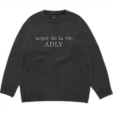 acme de la vie ADLV Basic Letter Jacquard Crewneck Sweater