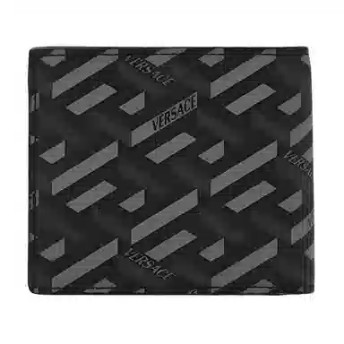 Versace Vintage Monogram Fold Wallet Black Gray
