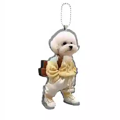 千桐 可爱小泰迪狗 小书包创意小狗装饰玩偶公仔 亚克力 挂件 男女同款情侣款