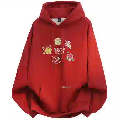 阿凡迪 校园童趣【重磅华棉】美式简约基础款卡通动物字母撞色仿刺绣高级感印花高街个性潮流百搭通勤无性别宽松连帽卫衣 男女同款