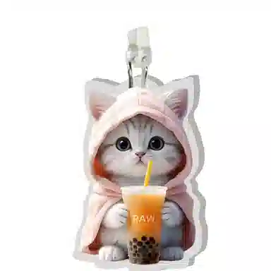 千桐 粉衣小猫 创意手机防尘塞 小书包可爱时尚潮流装饰 亚克力 挂件 男女同款情侣款