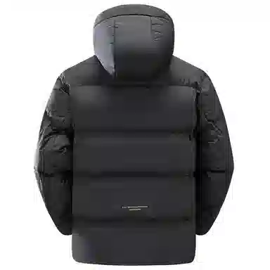 鸭鸭 户外系列 纯色百搭韩版潮流基础简约石墨烯保暖防寒连帽立领羽绒服 男款