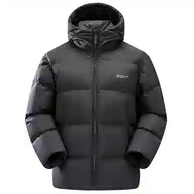 鸭鸭 户外系列 纯色百搭韩版潮流基础简约石墨烯保暖防寒连帽立领羽绒服 男款