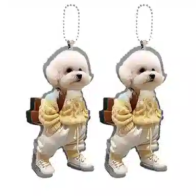 千桐 可爱小泰迪狗 小书包创意小狗装饰玩偶公仔 亚克力 挂件 男女同款情侣款