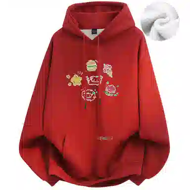 阿凡迪 校园童趣【重磅华棉】美式简约基础款卡通动物字母撞色仿刺绣高级感印花高街个性潮流百搭通勤无性别宽松连帽卫衣 男女同款