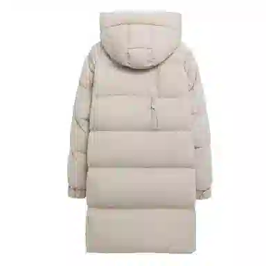 鸭鸭 时尚纯色口袋连帽中长款羽绒服 女款