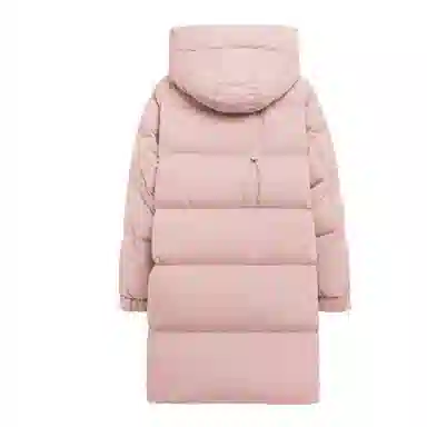 鸭鸭 时尚纯色口袋连帽中长款羽绒服 女款