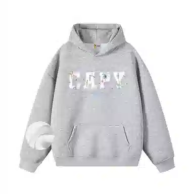 【重磅华棉350g】卡皮巴拉小黄豚 真刺绣烟花彩点毛绒贴布慵懒显瘦美式高街休闲上衣小众日常简约百搭设计感潮流春秋薄款连帽卫衣 男女同款