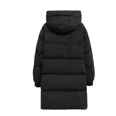 鸭鸭 时尚纯色口袋连帽中长款羽绒服 女款