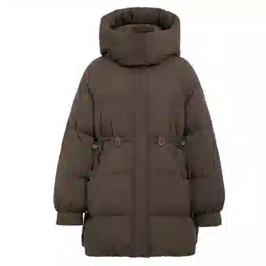 鸭鸭 加厚冬季韩版休闲中长款连帽长袖羽绒服 女款