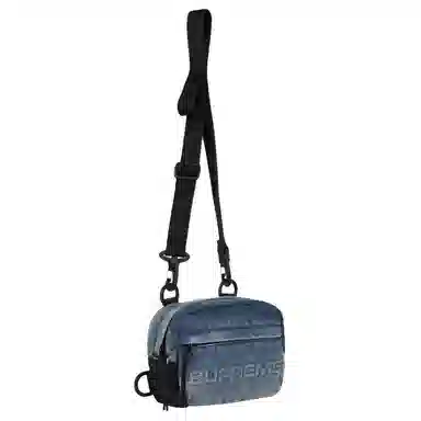Supreme FW25 Week 1 Embossed Logo Reflective Mini Crossbody Denim Blue