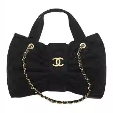 Chanel 25K Velvet Bow Nylon Tote