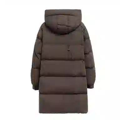 鸭鸭 时尚纯色口袋连帽中长款羽绒服 女款