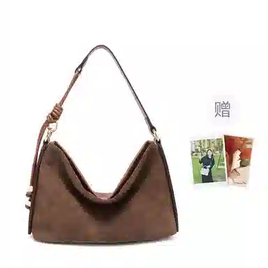 红蜻蜓 复古时尚腋下包两面用托特包高级感百搭 牛皮 单肩包 女款 棕色/橄榄绿色