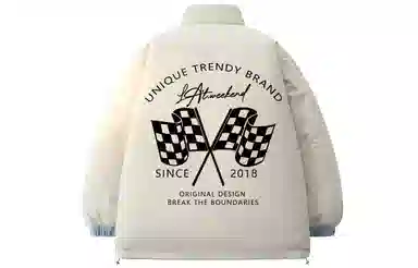 LA'T.WEEKEND Extreme Cold Outdoor 85 White Duck Down Reversible Racing Logo Jacket