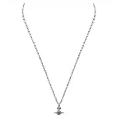Vivienne Westwood Petite Saturn Pendant Necklace Silver/Night Grey