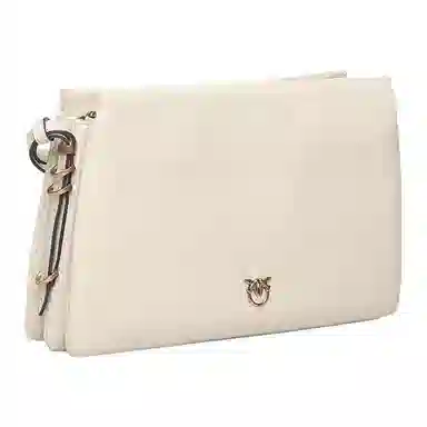 PINKO Triplet Love Birds Leather Shoulder Bag Ivory