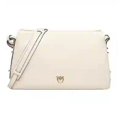 PINKO Triplet Love Birds Leather Shoulder Bag Ivory