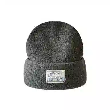 艾佳微 户外日常通勤韩系贴布毛线针织帽保暖护耳防寒套头冷帽小众 腈纶 绒线帽 男女同款情侣款