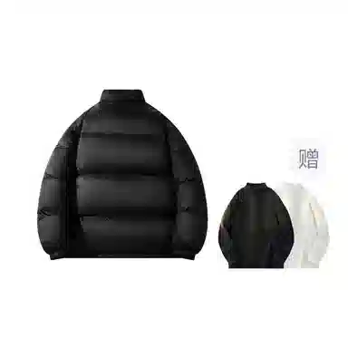 鸭鸭 新年战袍简约加厚保暖休闲宽松套头无性别连帽暗黑羽绒服 男女同款