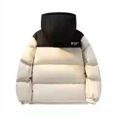 鸭鸭 冬季连帽外套创意字母设计经典基础款百搭保暖潮流时尚休闲户外通勤撞色棉衣羽绒服 男女同款