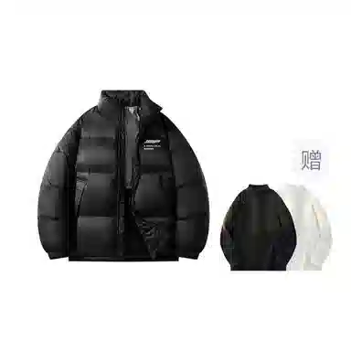 鸭鸭 新年战袍简约加厚保暖休闲宽松套头无性别连帽暗黑羽绒服 男女同款