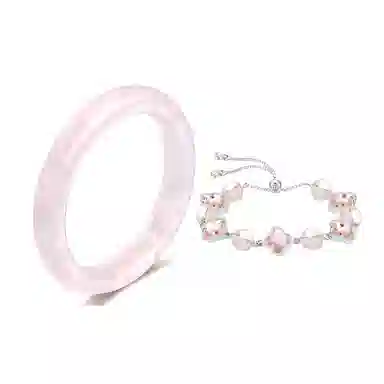 翡翠王朝 【一物一证】樱花粉冰透 逃之夭夭 轻奢设计款 少女粉佩戴款 马达加斯加高冰透亮 母亲 女神专属款  水晶 手镯 女款