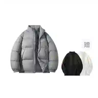 鸭鸭 新年战袍简约加厚保暖休闲宽松套头无性别连帽暗黑羽绒服 男女同款