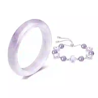 翡翠王朝 【一物一证】樱花粉冰透 逃之夭夭 轻奢设计款 少女粉佩戴款 马达加斯加高冰透亮 母亲 女神专属款  水晶 手镯 女款