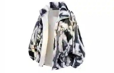 大卫贝肯 美式学院风基础款渐变撞色拼接设计宽松舒适休闲百搭简约保暖加厚羊羔绒绒感外套 男女同款