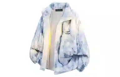 大卫贝肯 美式学院风基础款渐变撞色拼接设计宽松舒适休闲百搭简约保暖加厚羊羔绒绒感外套 男女同款