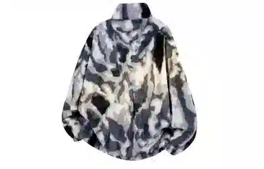 大卫贝肯 美式学院风基础款渐变撞色拼接设计宽松舒适休闲百搭简约保暖加厚羊羔绒绒感外套 男女同款