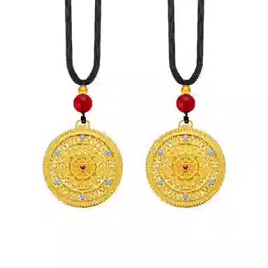 【正财偏财滚滚来】 零界 转动罗盘风生水起！ 新中式国潮复古风八宝花盘  一款两用 可挂可戴#好运 合金 挂件 男女同款情侣款