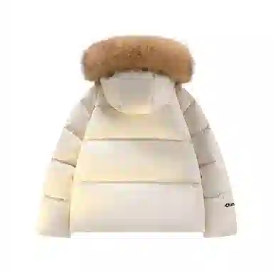 鸭鸭 美式复古风潮流可拆卸毛领加厚棉服短款版型耐磨面料保暖舒适时尚拉链学院风连帽外套显瘦潮流无性别宽松百搭长袖羽绒服 男女同款