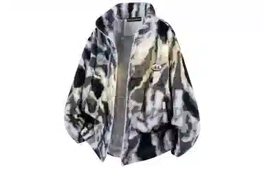 大卫贝肯 美式学院风基础款渐变撞色拼接设计宽松舒适休闲百搭简约保暖加厚羊羔绒绒感外套 男女同款