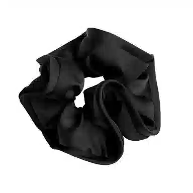 左欧 大肠黑色肥肠头花 高级感木耳边缎面立体 布艺 发圈 女款