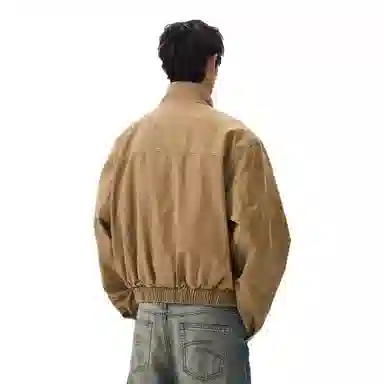 大卫贝肯 美式复古简约短款显高立领品牌字母印花宽松休闲百搭痞帅风夹克外套 男女同款