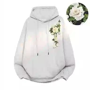 【3D立体浮雕万针刺绣】布客行 美式复古文艺风植物花卉工艺纯色基础简约百搭高级感高街潮流休闲舒适学院华棉重磅长袖卫衣 男女同款