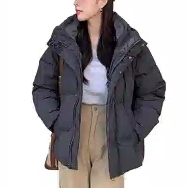 兰缪 白鸭绒蓬松保暖短款冬季时尚高级感简约日常通勤潮流百搭设计感宽松闺蜜装厚外套羽绒服 女款