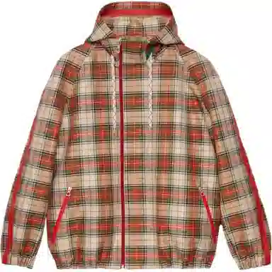 Gucci SS23 Checkered Hooded Jacket Brown