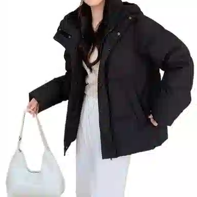 兰缪 白鸭绒蓬松保暖短款冬季时尚高级感简约日常通勤潮流百搭设计感宽松闺蜜装厚外套羽绒服 女款