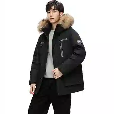 鸭鸭 蓝钻系列 中青年时尚韩版休闲百搭连帽宽松户外运动防寒保暖中长款羽绒服 男女同款